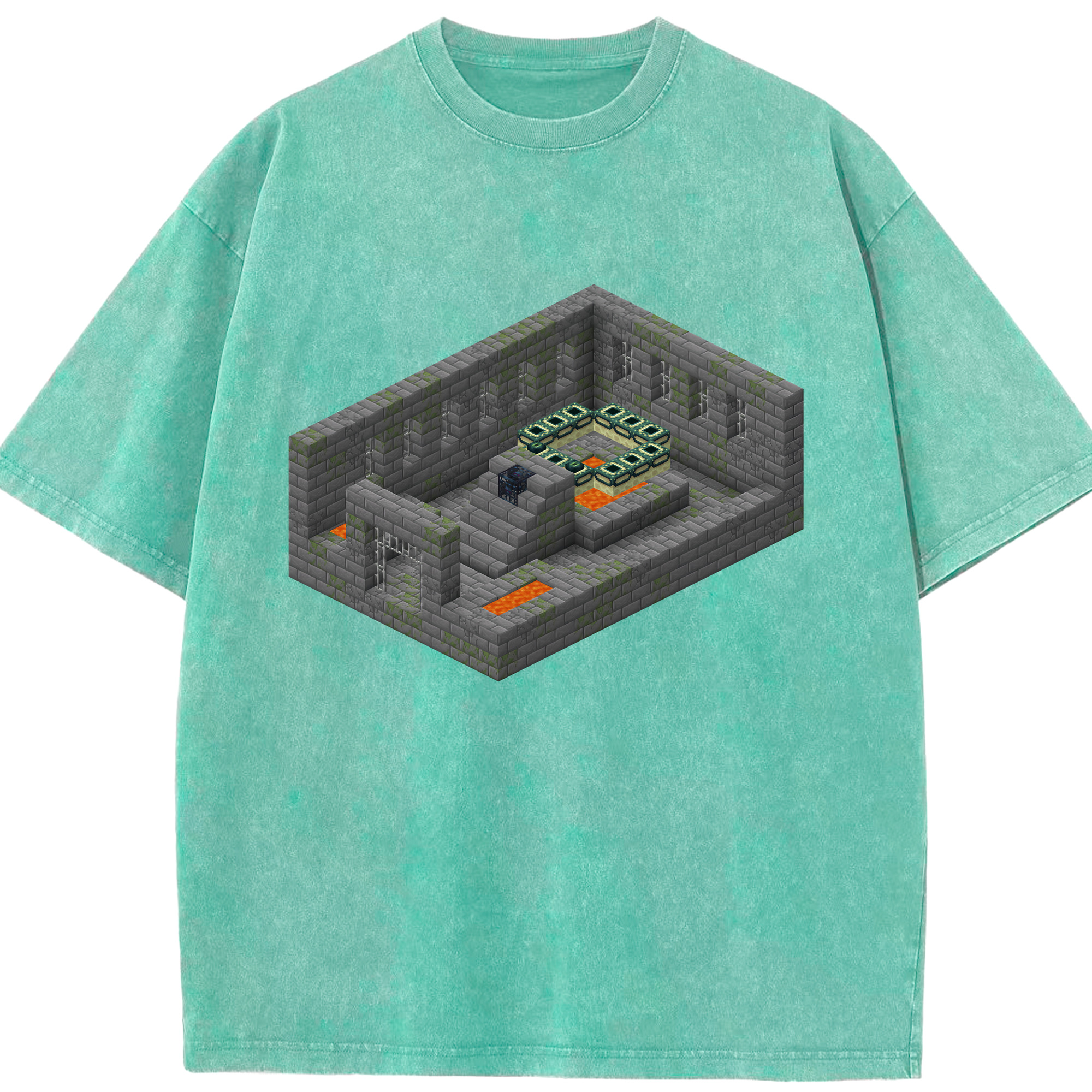 （画像用） マインクラフト ブロックの世界 Minecraft MC Block world 綿100% ヴィンテージ風 半袖Tシャツ（フロントプリント）